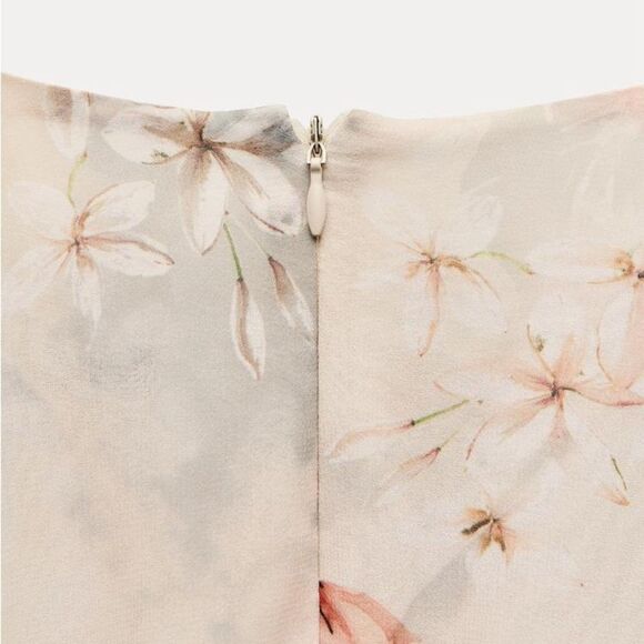 NWT Zara Ruffled Floral Cut Out Dress Size L - Picture 10 of 11